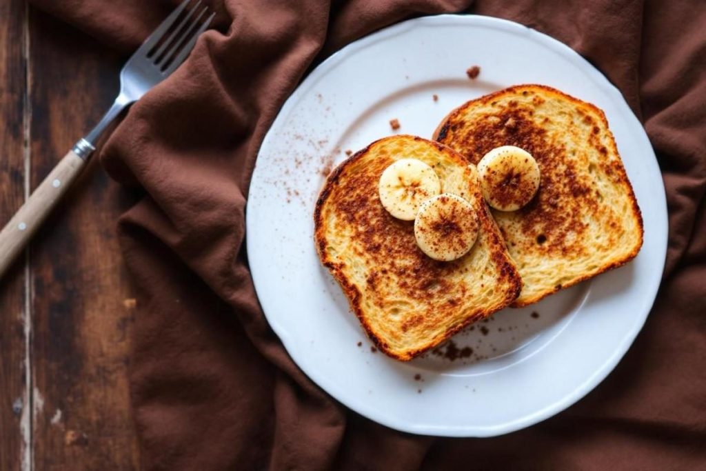 Recette de pain à la banane en toast à la cannelle facile et délicieux