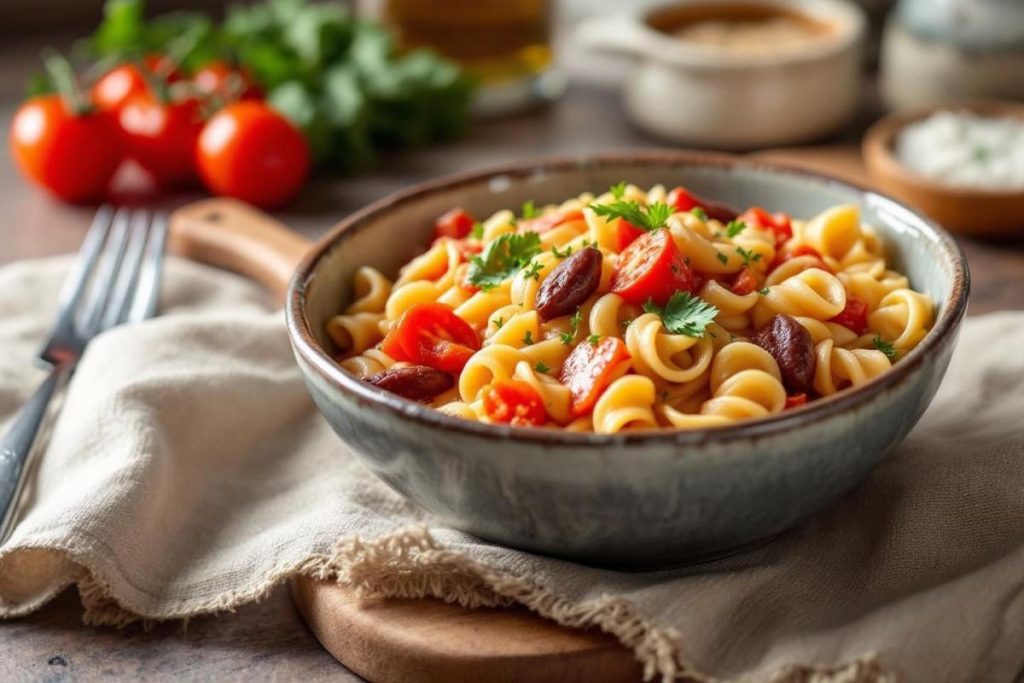 Recette de pâtes e fagioli de Rachel Roddy au lait de coco, oignon nouveau, piment et citron