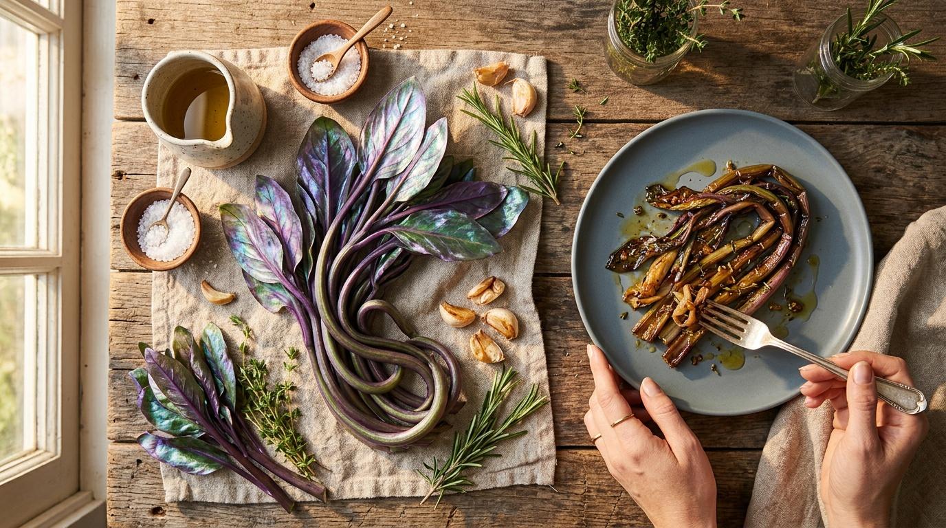 Mains tenant assiette betteraves rôties, ingrédients préparation table bois