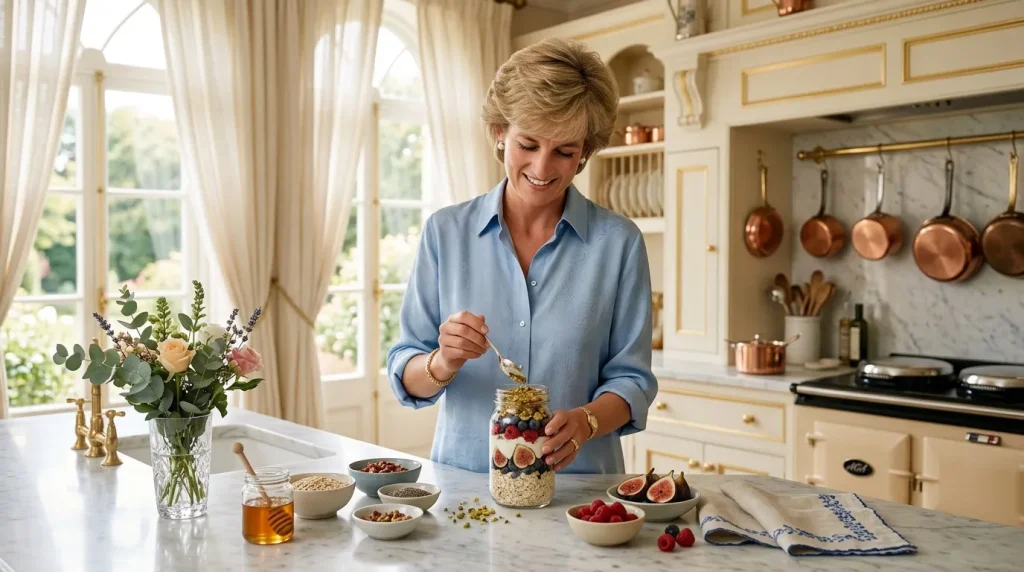 Femme préparant un granola avec fruits secs et céréales